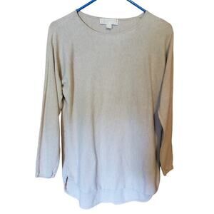 Michael Korrs Womens Sweater‎ 3/4 Sleeve Beige High Low Top Sz M